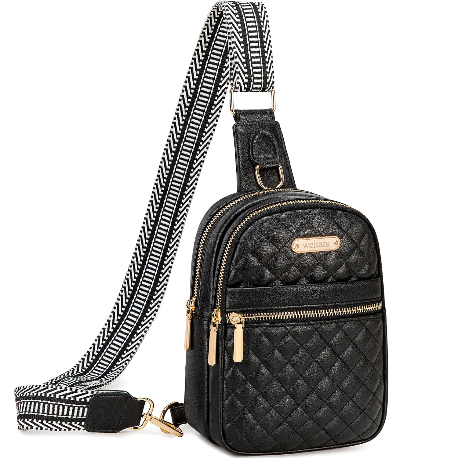 Stylish Weitars Leather Crossbody Sling Bag for Women - Fashionable Fanny Pack Waist Bag with Adjustable Strap for Travel, Sports & Daily Use (Black) - Perfect for Gym, Running, Shopping & Outdoor Activities