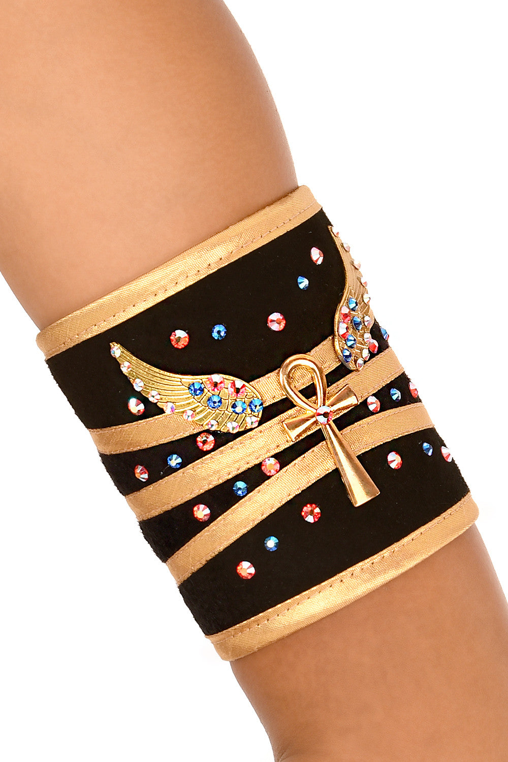 Nefertiri Upper Arm Cuffs (Pair) - Elegant Egyptian-Inspired Arm Jewelry for Women - Perfect for Costume Parties, Belly Dancing & Boho Fashion