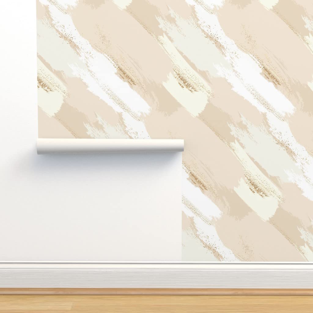 Peel & Stick Wallpaper 12ft x 2ft - Beige Cream Abstract Gold Texture Boho Custom Removable Self-Adhesive Wallpaper for Bedroom, Living Room, Office & Nursery Decor | Easy DIY Home Improvement