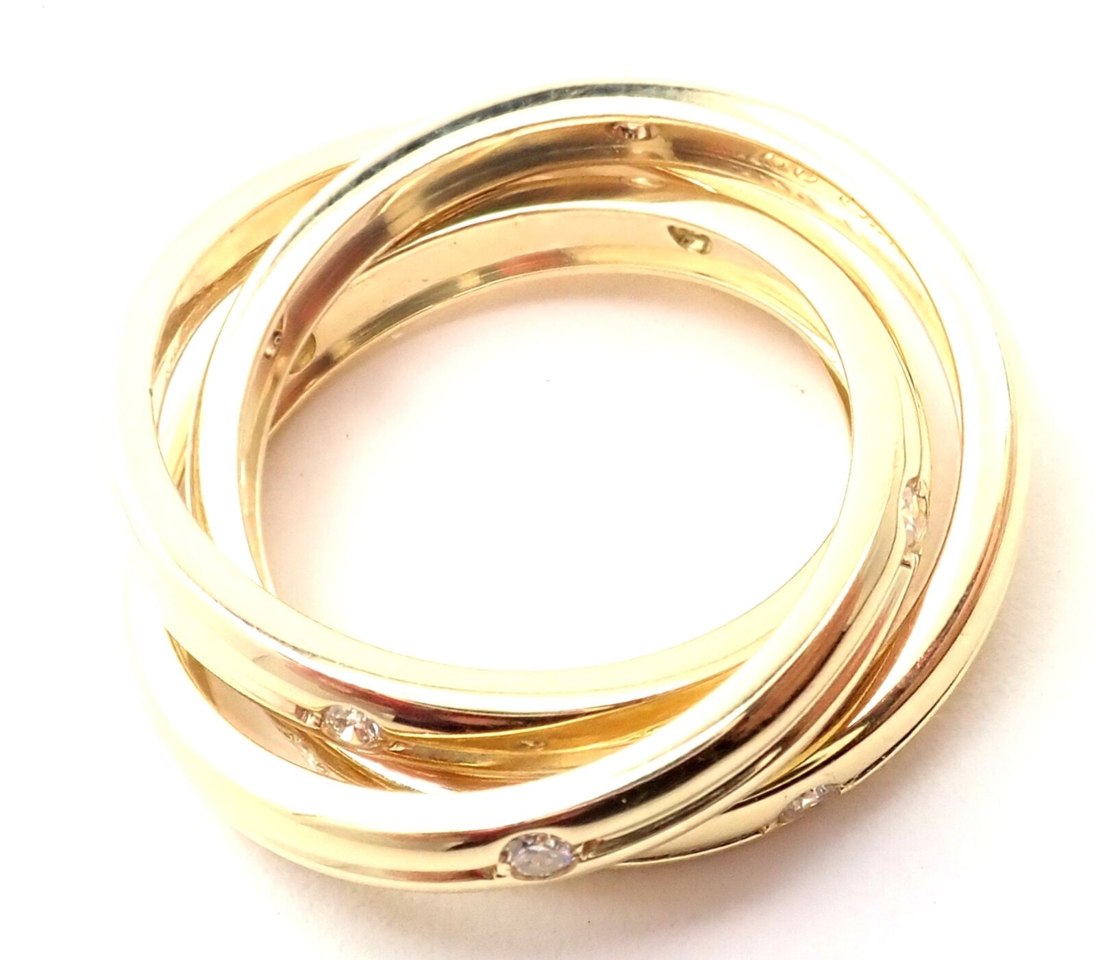 Authentic Cartier 18k Yellow Gold Diamond Trinity Ring Size 51 - Luxury Jewelry for Women, Perfect for Anniversaries, Engagements & Special Occasions
