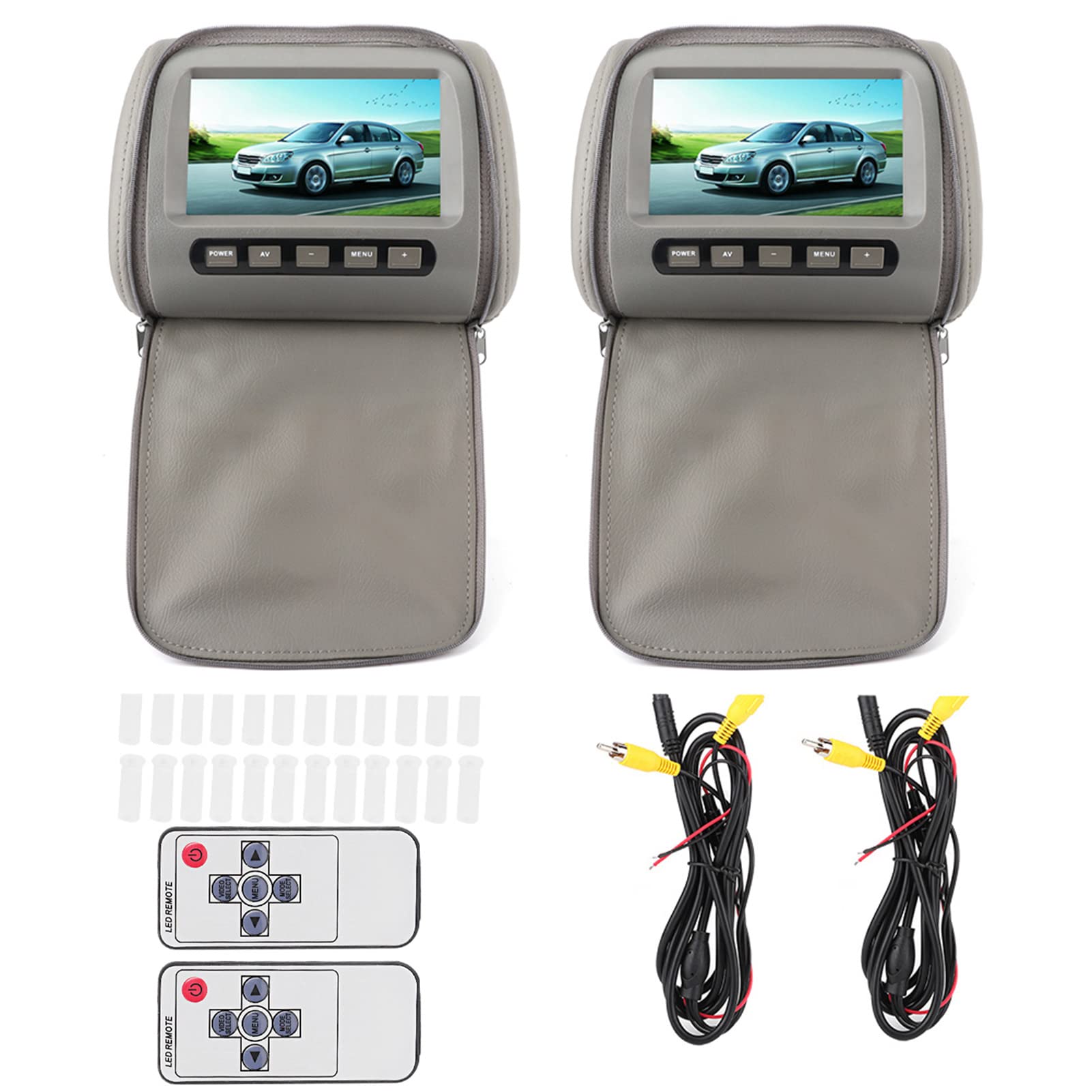 Dual 7-inch HD LCD Portable Car Headrest DVD Player with USB/SD/TV Support & Remote Control - Perfect for Long Road Trips & Family Travel Entertainment