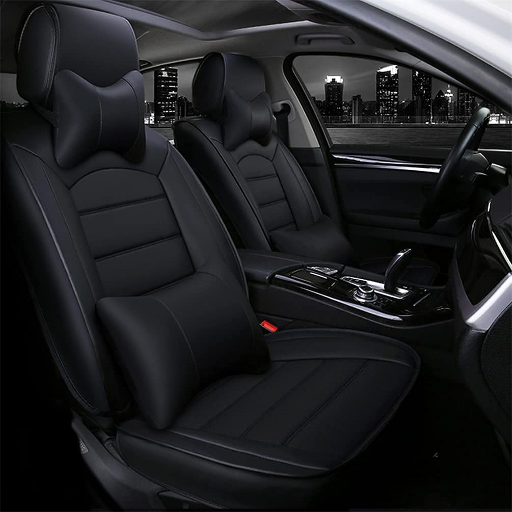 Premium Custom Leather Car Seat Covers for Mazda MX-5 Miata 1995-2019 - Black All-Season Front Seat Covers with Headrest & Lumbar Support (2-Piece Set) - Perfect for Road Trips, Daily Commutes & Car Protection