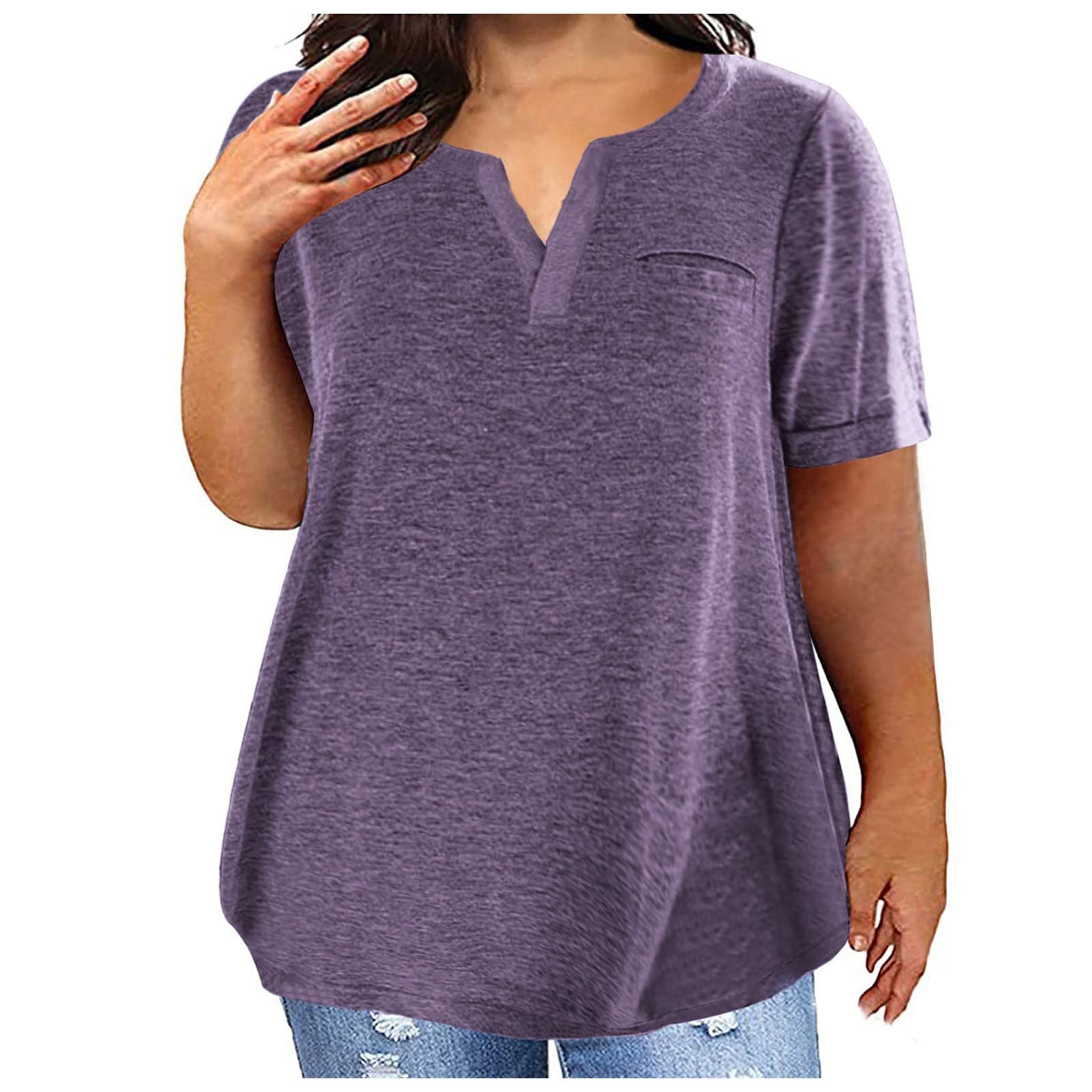 Plus Size Oversized T-Shirts for Women - Soft Cotton V-Neck Short Sleeve Loose Fit Casual Tops | Summer 2024 Fashion | Perfect for Lounge Wear, Weekend Outings & Beach Cover-Ups