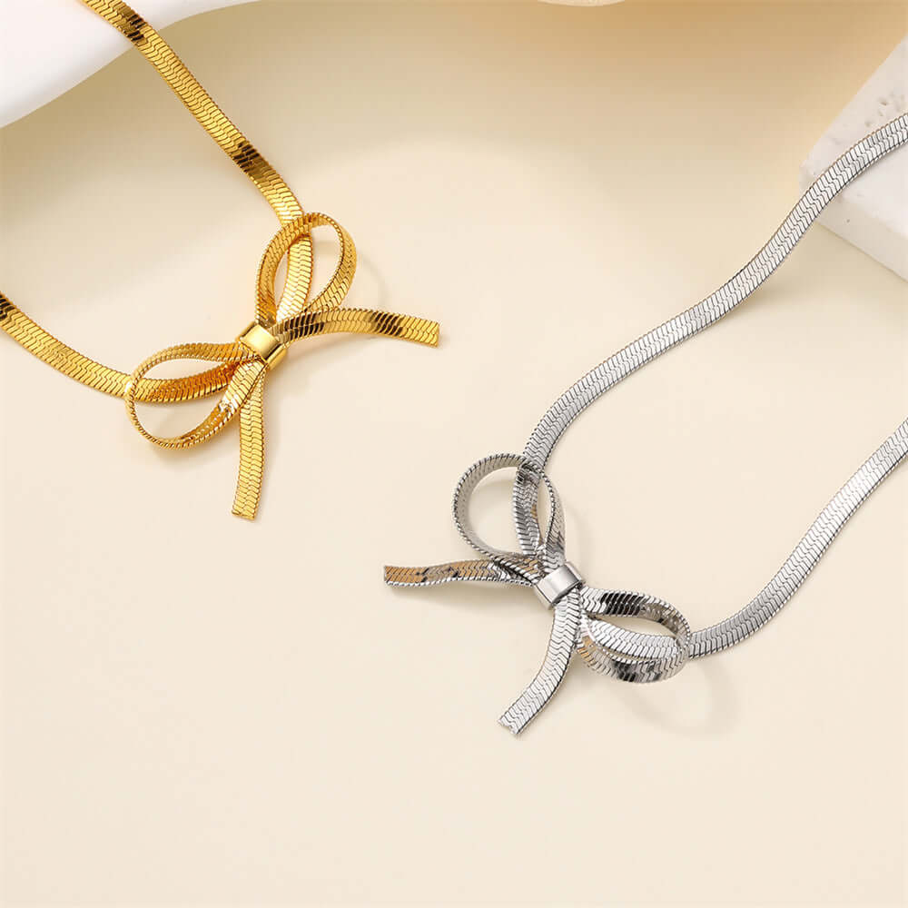 Elegant Gold Bow Herringbone Anklet Chain for Women - APJ536 | Perfect for Beach Vacations, Summer Outfits & Boho Style Accessories