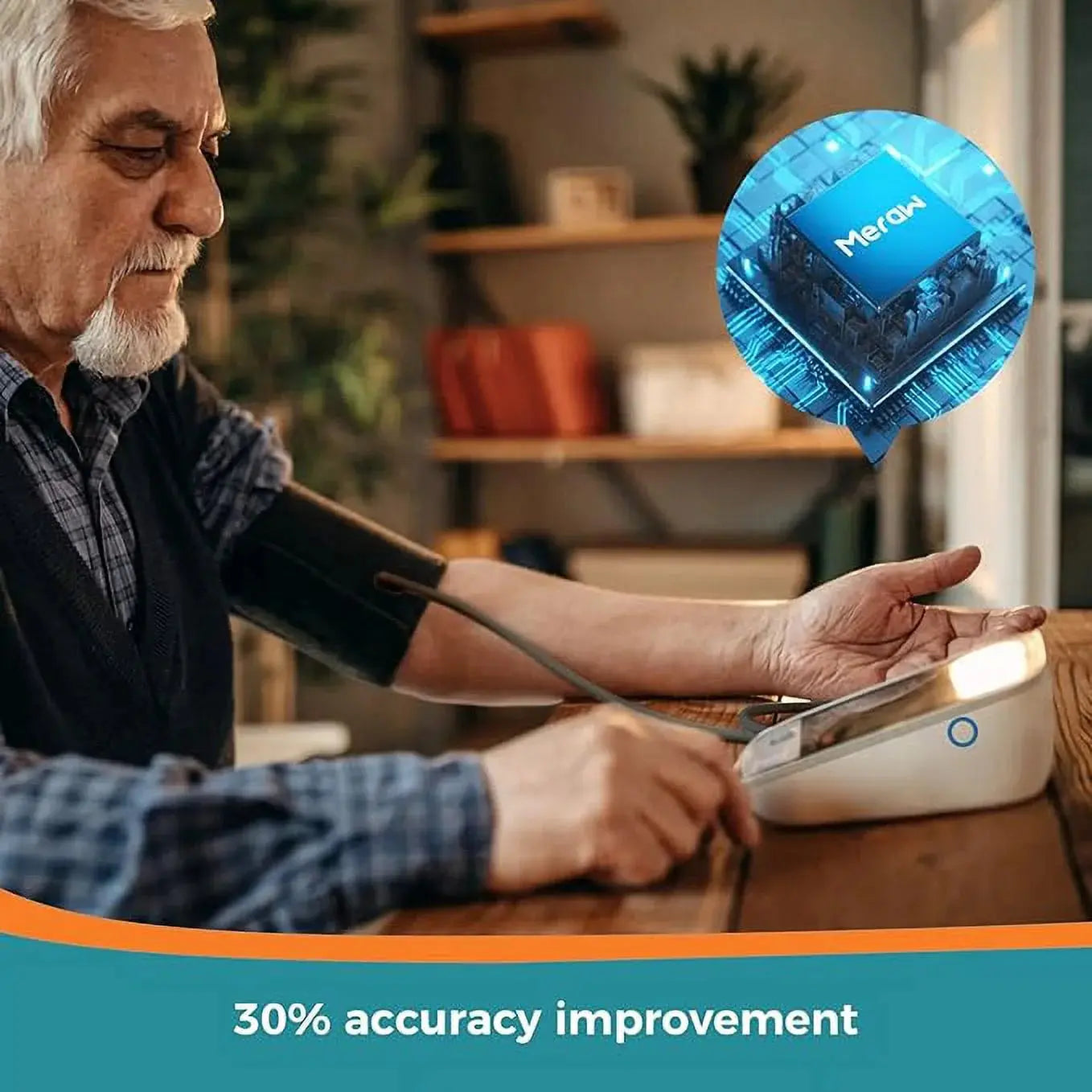 Wireless Bluetooth Blood Pressure Monitor with Cedar Wood Design - Accurate & Portable for Home Use, Travel, and Health Tracking