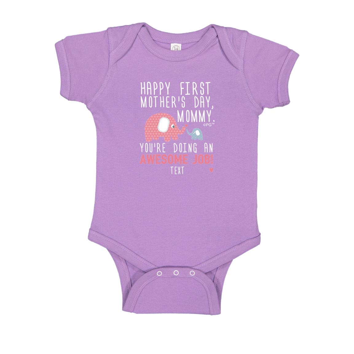 Personalized First Mother's Day Gift - Pink Elephant Baby Bodysuit for New Moms | Baby Shower, Christening & Special Occasion Outfit