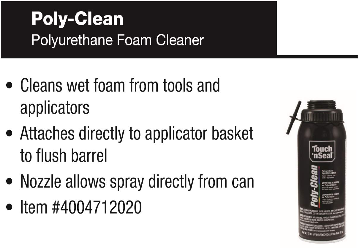 Touch N Seal Gun Foam II Fire Blocking Polyurethane Spray Sealant Kit - 10 (24oz) & 2 (12oz) Cans with Zero FOC Cleaner | Fireproof Insulation, Gap Filling for Home & Construction Projects
