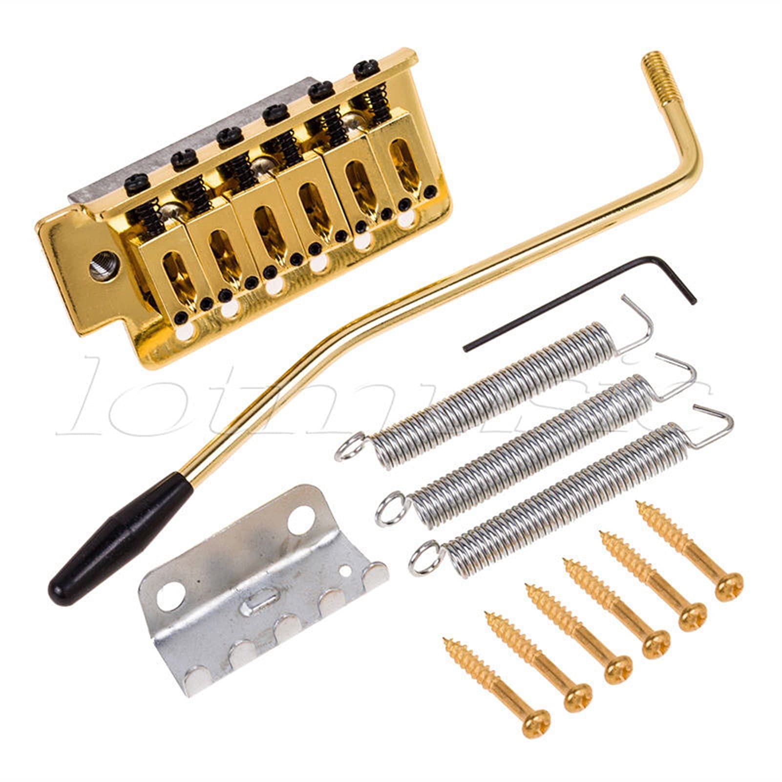 Gold Metal Tremolo Bridge Set with Mounting Screws for ST Electric Guitar - Premium Electric Guitar Bridge Saddle & Tailpiece Accessories - Perfect for Rock, Blues & Live Performances