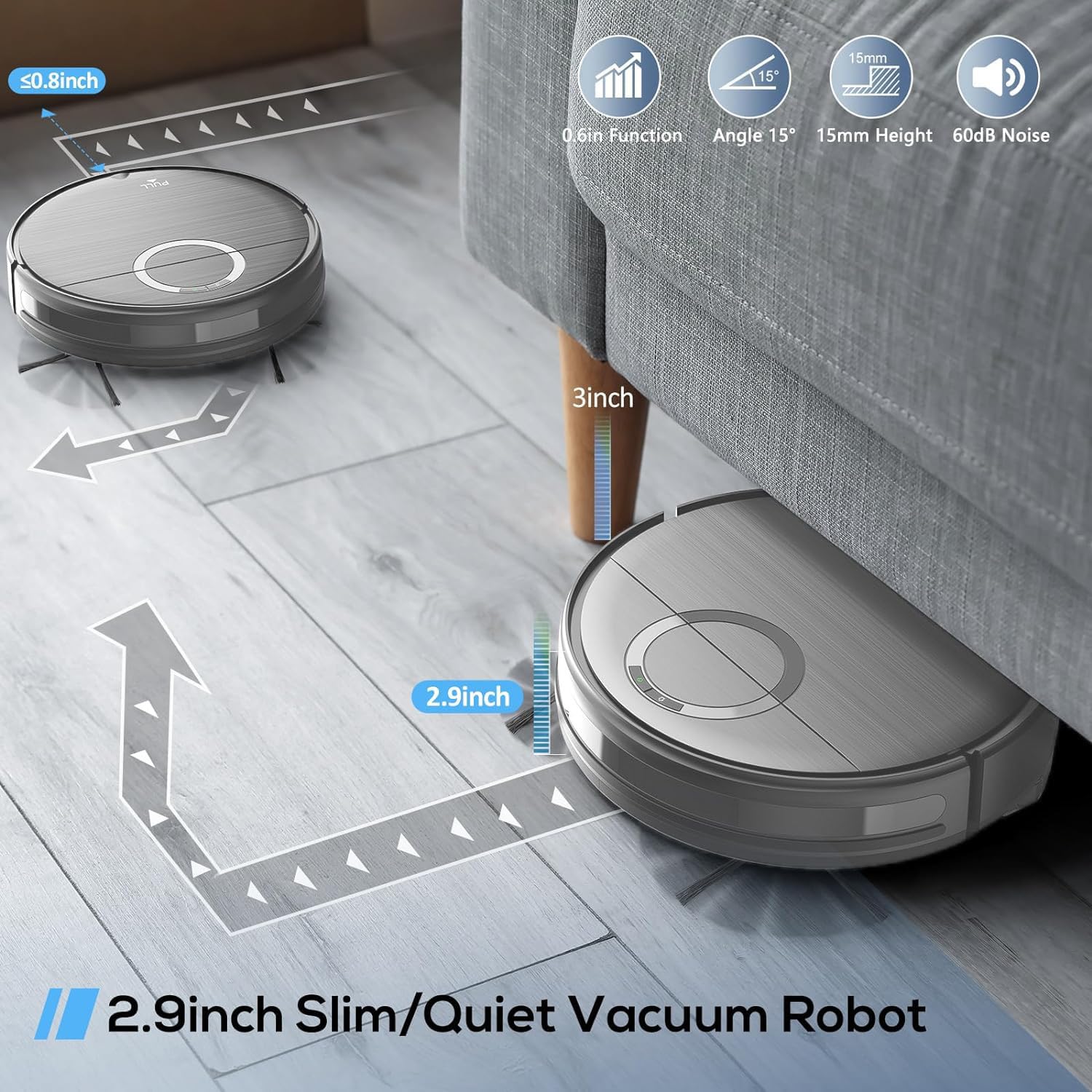 MAMNV 2-in-1 Robot Vacuum and Mop Combo with 2000Pa Max Suction, Wi-Fi/App Control, Self-Charging - Smart Robotic Cleaner for Pet Hair, Hard Floors & Low-Pile Carpets | Perfect for Home, Office & Apartment Cleaning