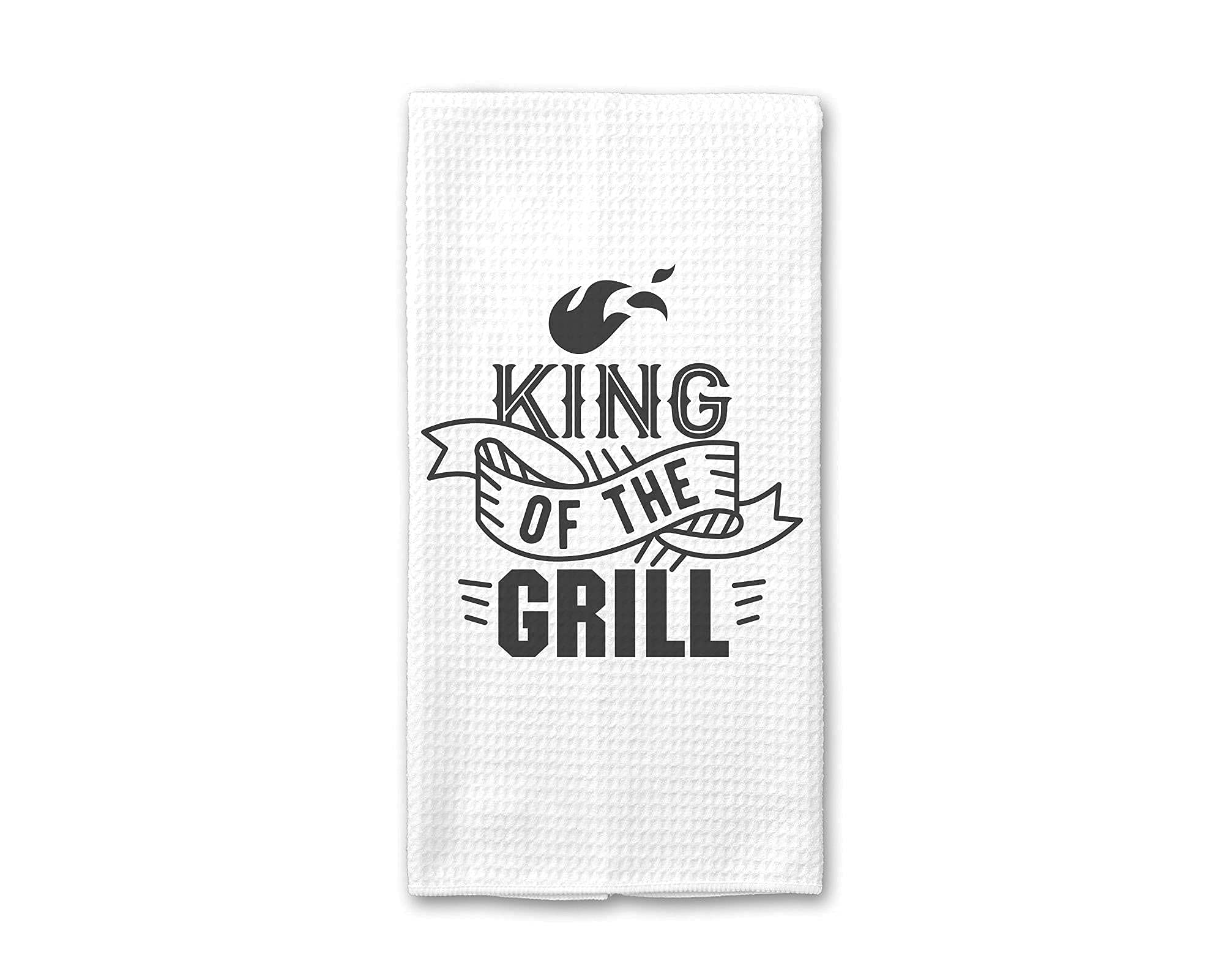 King of the Grill Towel | Premium Waffle Weave Dish Towel for Men | Durable Kitchen Towel | Perfect Grilling, BBQ, Wedding Gift | Ideal for Outdoor Cooking & Kitchen Use
