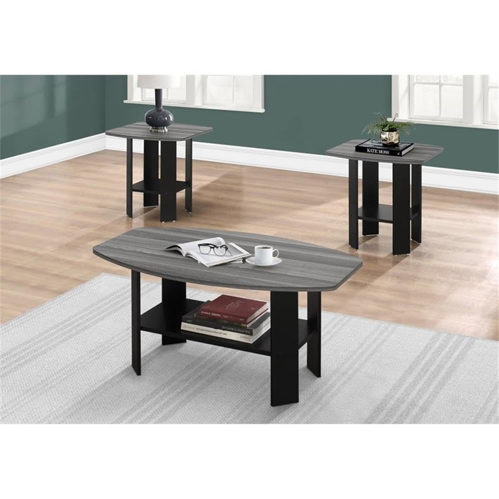 Monarch Specialties Black I-Shaped Table Set - Modern Dining Table & Chairs for Small Spaces, Kitchens & Apartments
