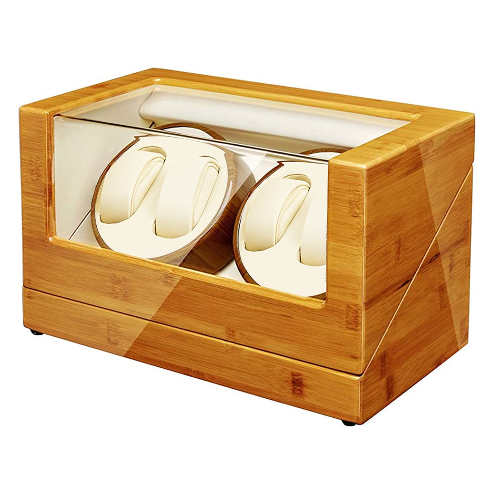 JQUEEN Automatic Watch Winder with Ultra Quiet Japanese Motor - Premium Y-Bamboo Wood Case for Rolex, Omega & Luxury Watches | Perfect for Travel, Office & Watch Collection Display