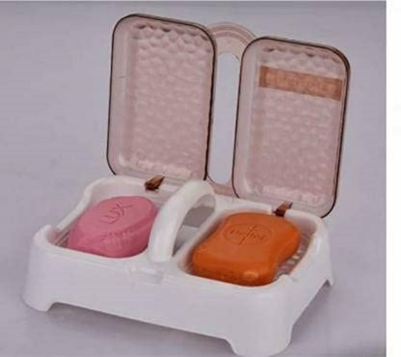PUTHAK 2 in 1 Clear Plastic Soap Case with Lid - Portable Travel Soap Holder for Shower, Bathroom, Camping & Outdoor Use - Leakproof Soap Container Box (Random Color) Pack of 1