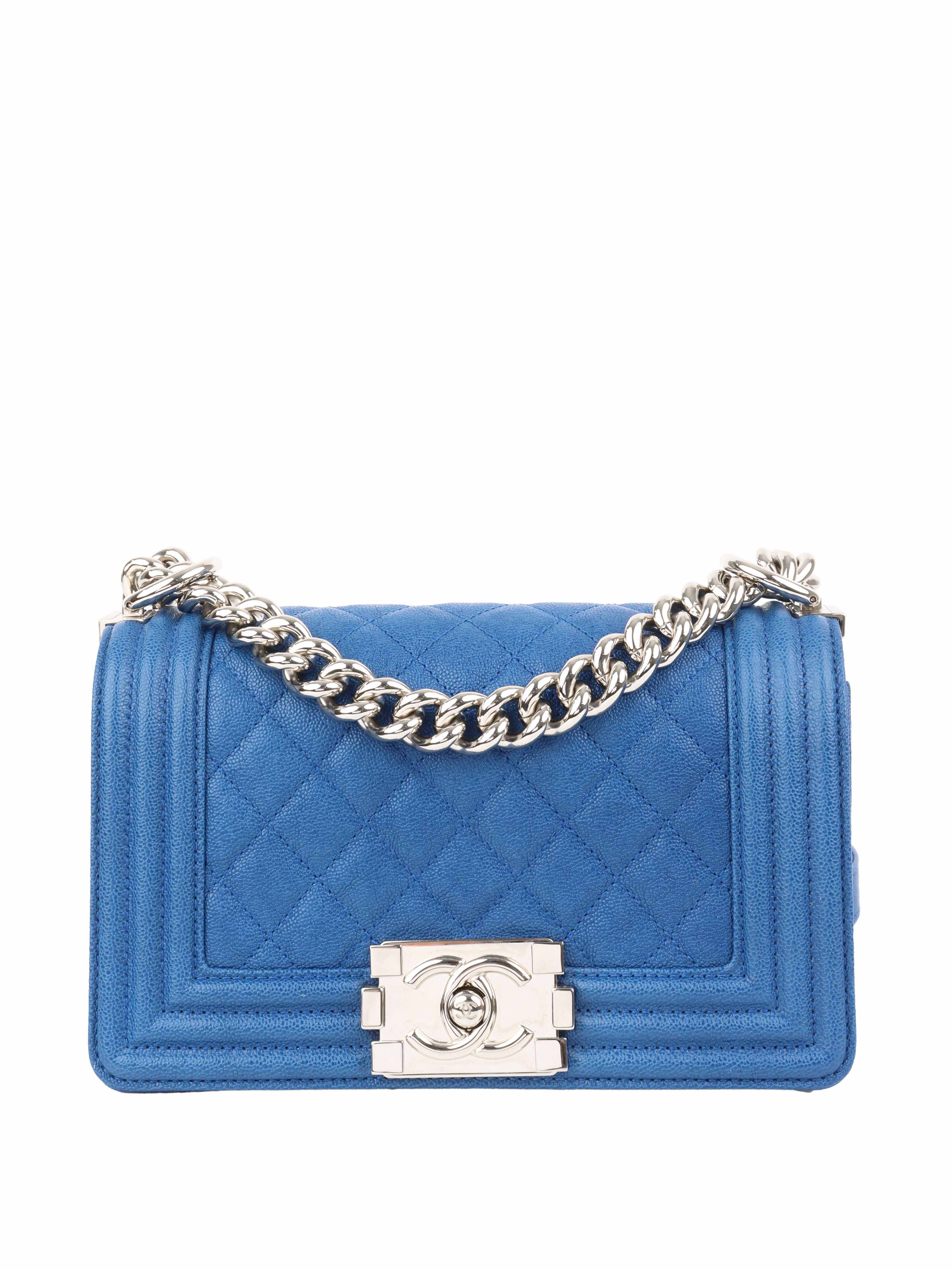 Chanel Blue Small Boy Bag - Luxury Leather Crossbody Handbag for Women | Perfect for Parties, Dates & Special Occasions