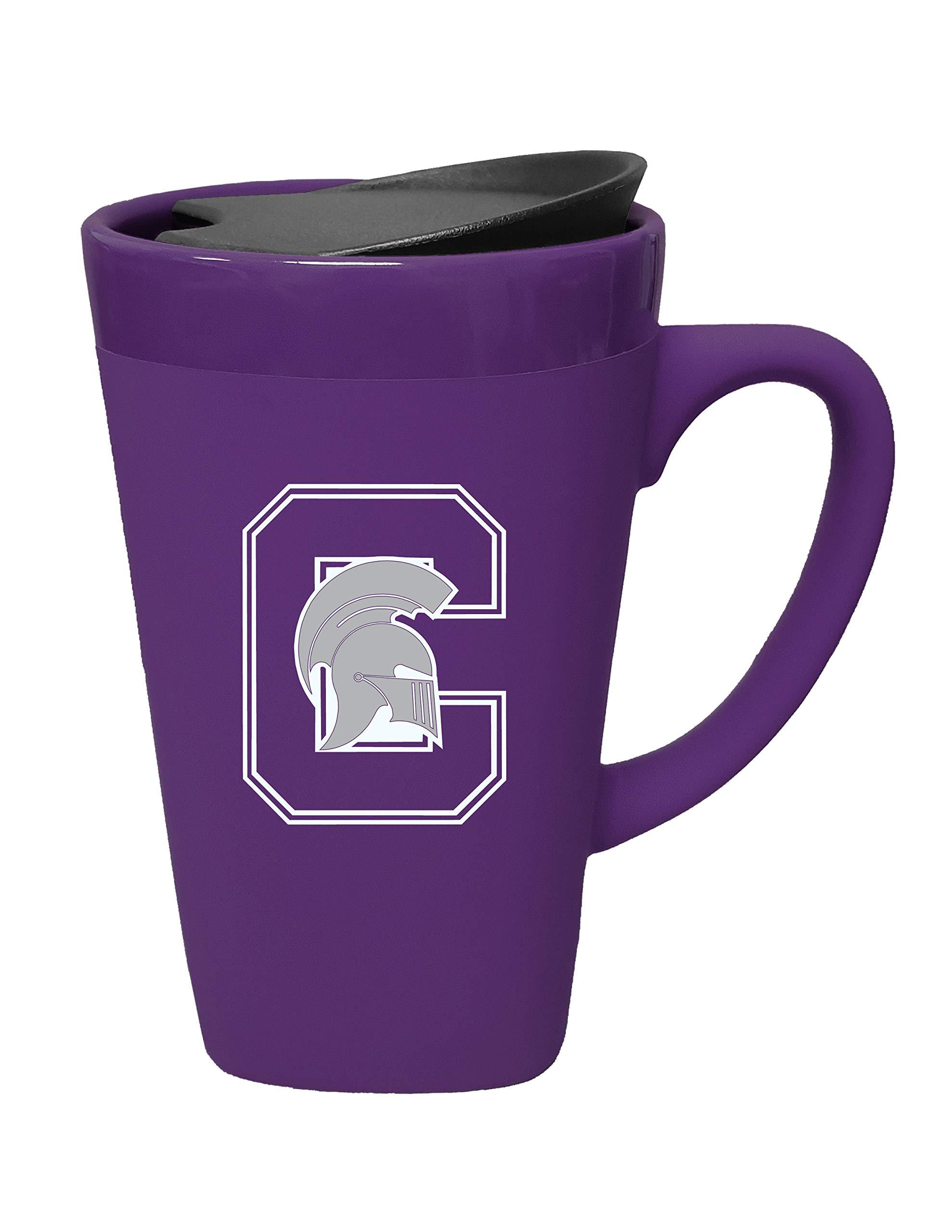 Capital University Insulated Ceramic Travel Mug with Leak-Proof Swivel Lid - 16oz Purple Coffee Cup for School, Office & Commuting
