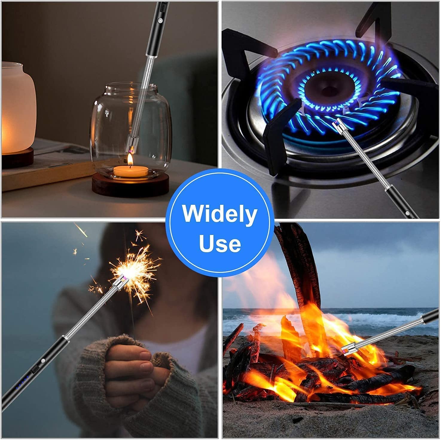 Blaziken Rechargeable USB Arc Lighter with LED Battery Display - Flexible Neck Electric Lighter for Candles, Gas Stoves, Camping & BBQ - Perfect for Home, Kitchen, Outdoor Adventures & Emergency Use