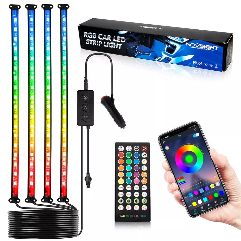 RGB Multicolor LED Strip Lights for Car Interior - Waterproof Flexible Ambient Lighting for Cars, Trucks & SUVs - Perfect for Mood Lighting, Accent Decor & Night Driving