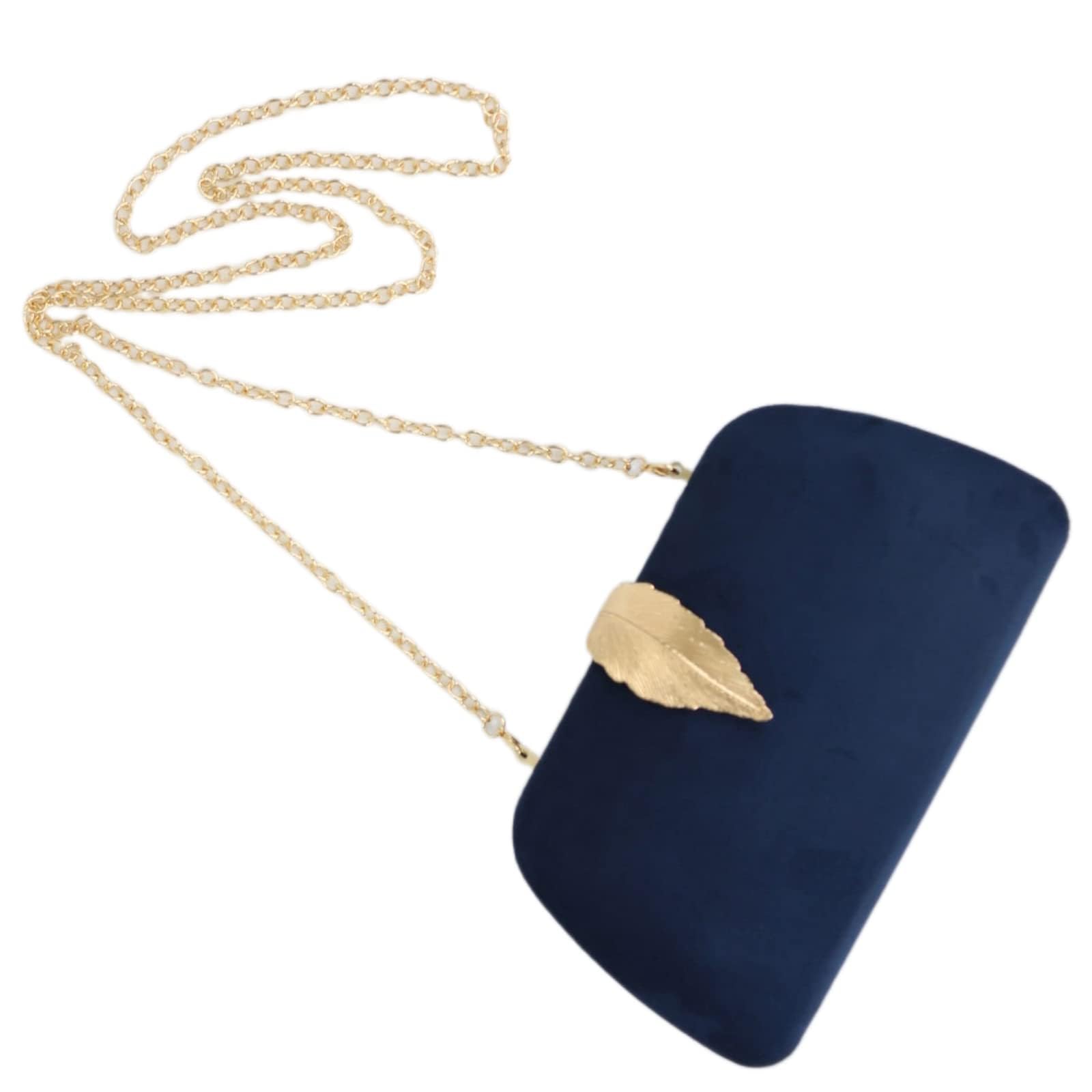 Milisente Women's Solid Suede Evening Clutch Bag with Metallic Leaves Clasp - Elegant Shoulder Purse for Parties, Weddings & Special Occasions
