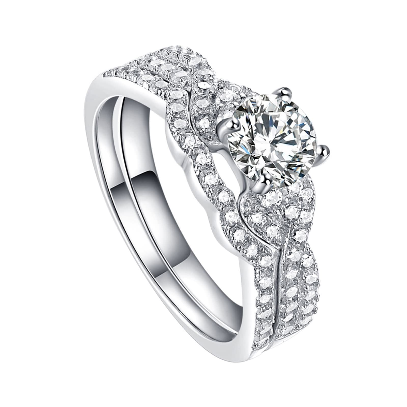 Sterling Silver Engagement Rings for Women - Elegant Cross Celtic Ring Set with Cubic Zirconia | Wedding, Proposal & Anniversary Gift for Her | Perfect for Romantic Occasions & Everyday Wear