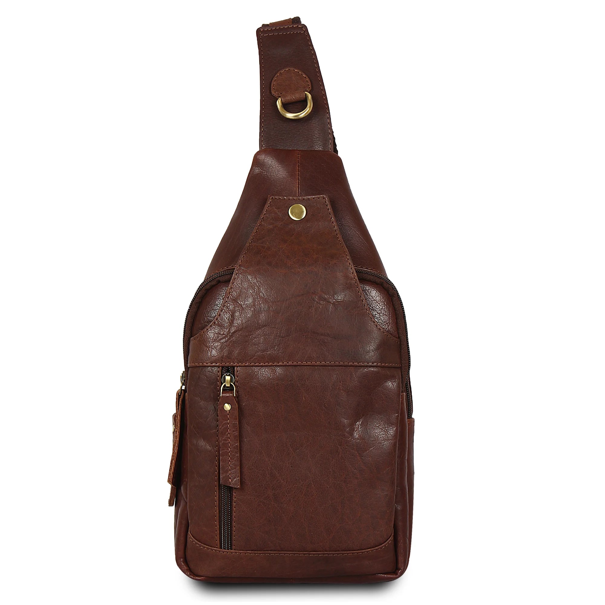 Premium Genuine Leather Sling Bag - Crossbody Chest Shoulder Backpack for Men & Women (Dark Brown) - Perfect for Travel, Hiking & Everyday Use
