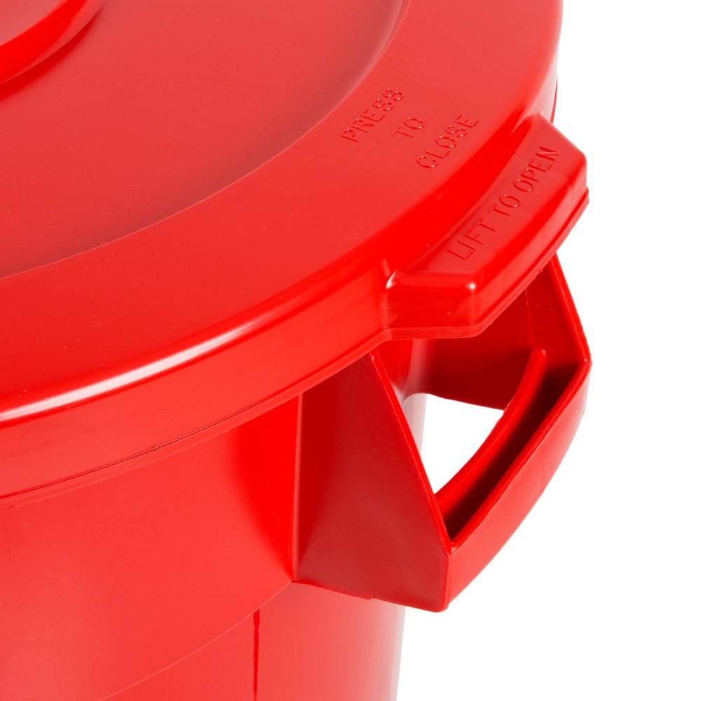 Huskee 32 Gallon Red Trash Can with Lid - Durable Kitchen & Office Waste Bin for Home, Restaurant & Commercial Use