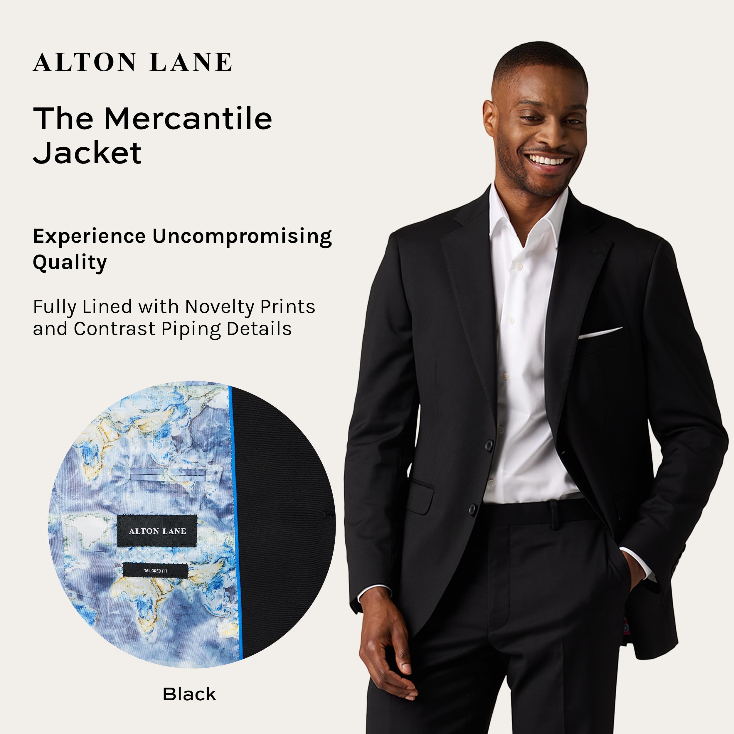 Premium Men's Tailored Fit Mercantile Jacket - Elegant Slim Fit Suit Blazer for Business & Formal Wear | Office, Wedding & Special Occasions