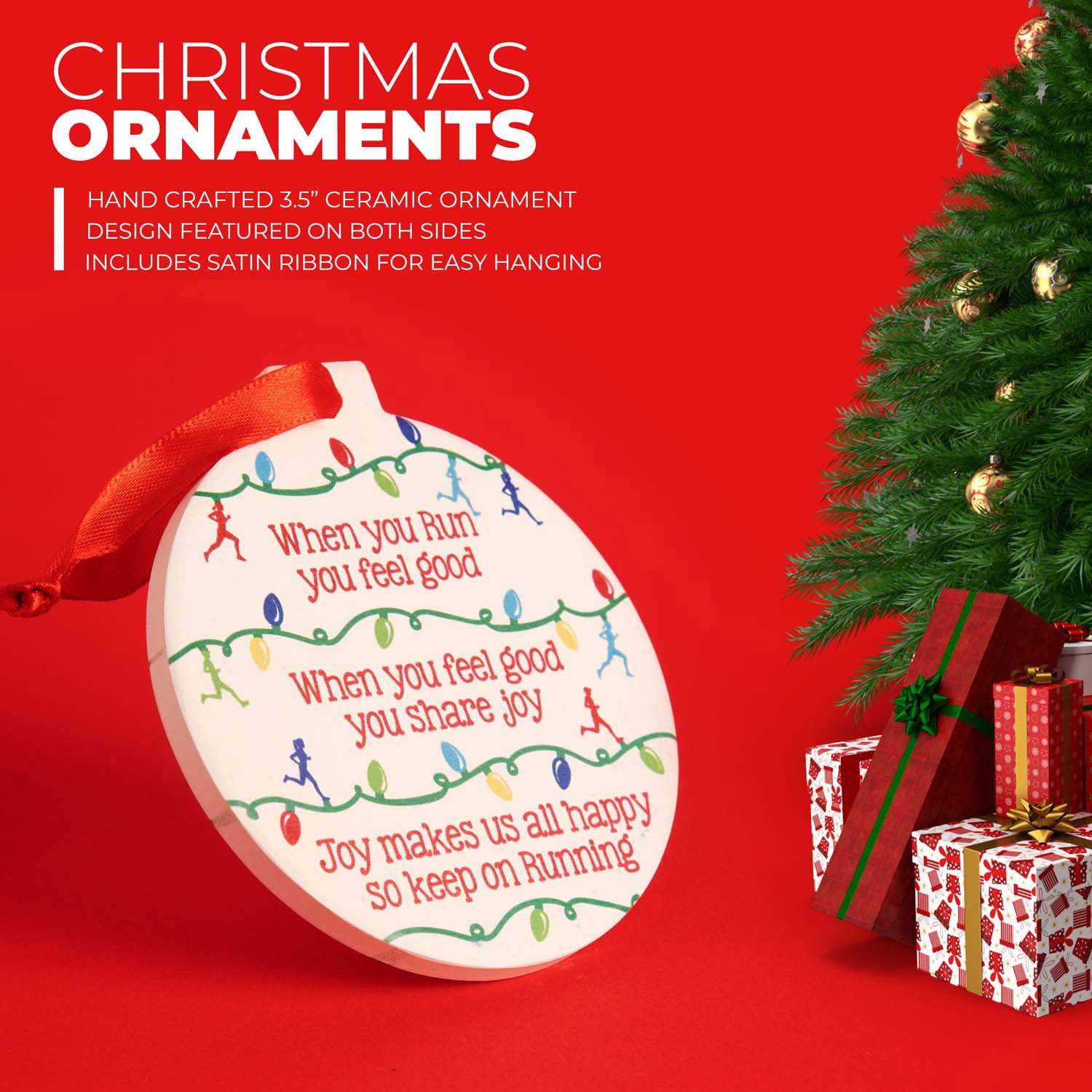 Ceramic Running Shoe Christmas Ornament - Perfect for Runners & Athletes Holiday Decor - Ideal for Tree Toppers, Gift Exchanges & Sports-Themed Holiday Parties