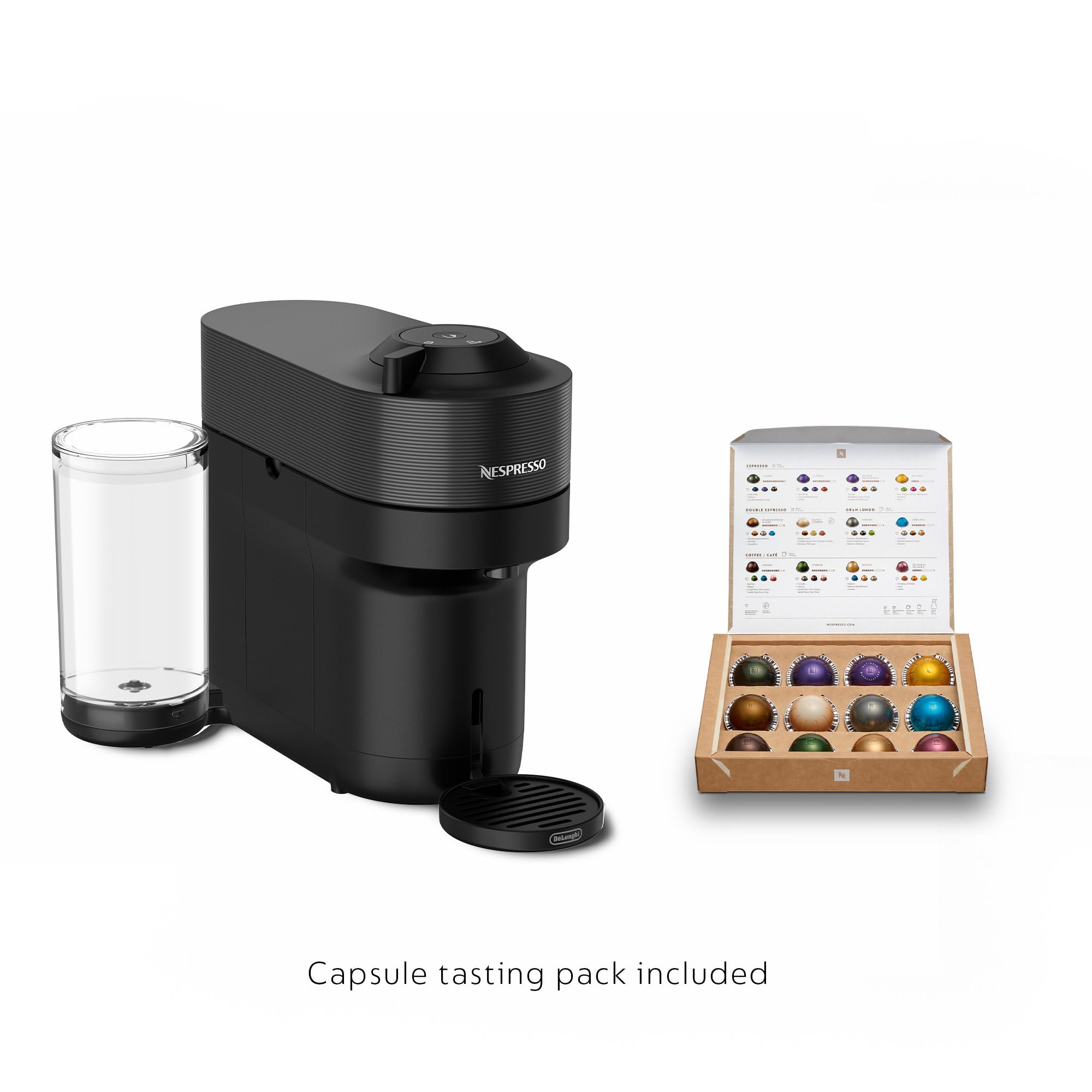 De'Longhi Nespresso Vertuo Pop+ Coffee & Espresso Machine with Aeroccino Milk Frother - Liquorice Black | Perfect for Home, Office & Small Spaces | Makes Latte, Cappuccino & Americano