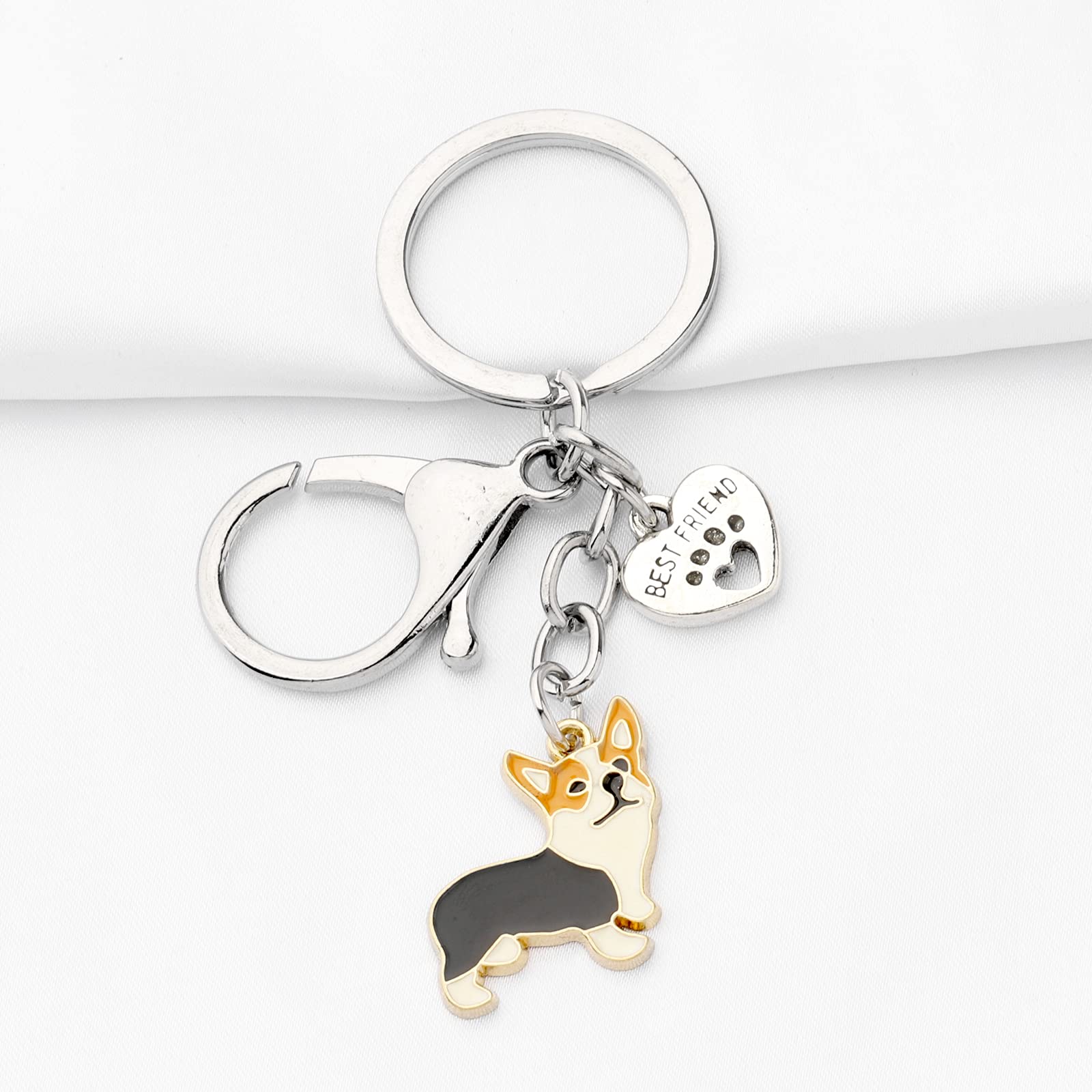 BNQL Cute Corgi Keychain - Perfect Gift for Corgi Owners & Dog Lovers - Paw Print Pet Rescue Keychain - Ideal for Birthdays, Christmas & Pet Adoption Celebrations