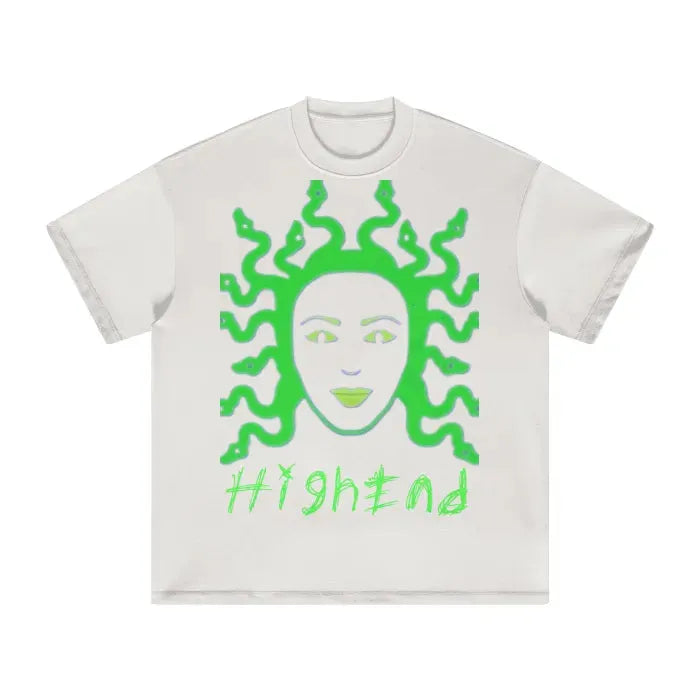 Premium Medusa Print Heavyweight T-Shirt - 305GSM Earth Tone FOG Style Tee for Streetwear & Casual Outfits