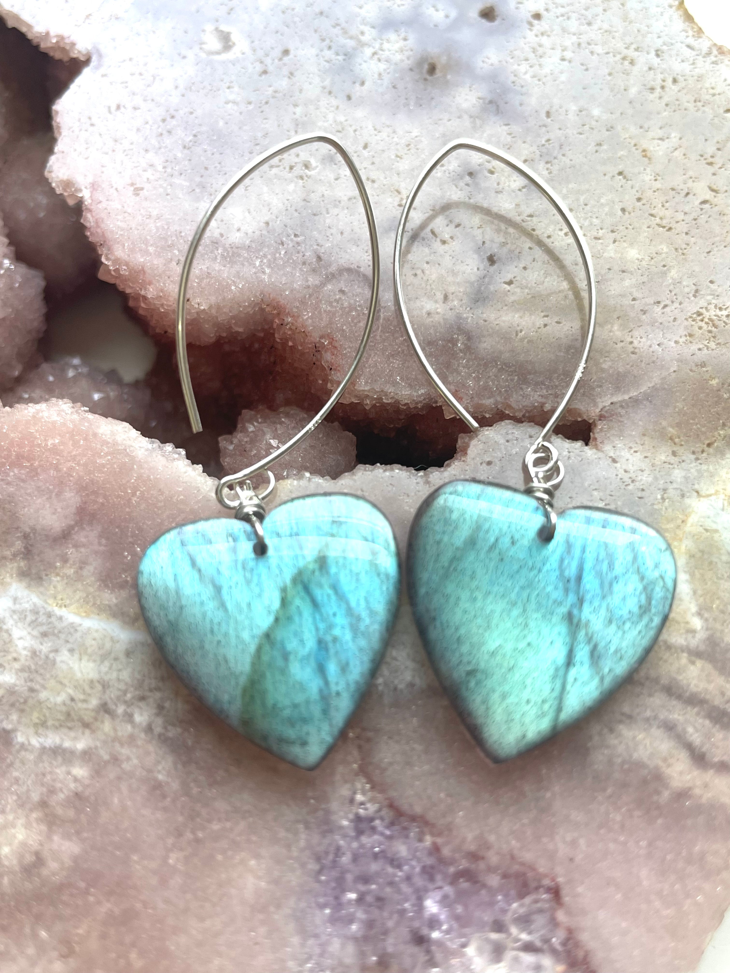 Labradorite Sterling Silver Dangle Drop Earrings – Crystal Healing Jewelry for Women, Boho Chic & Everyday Wear