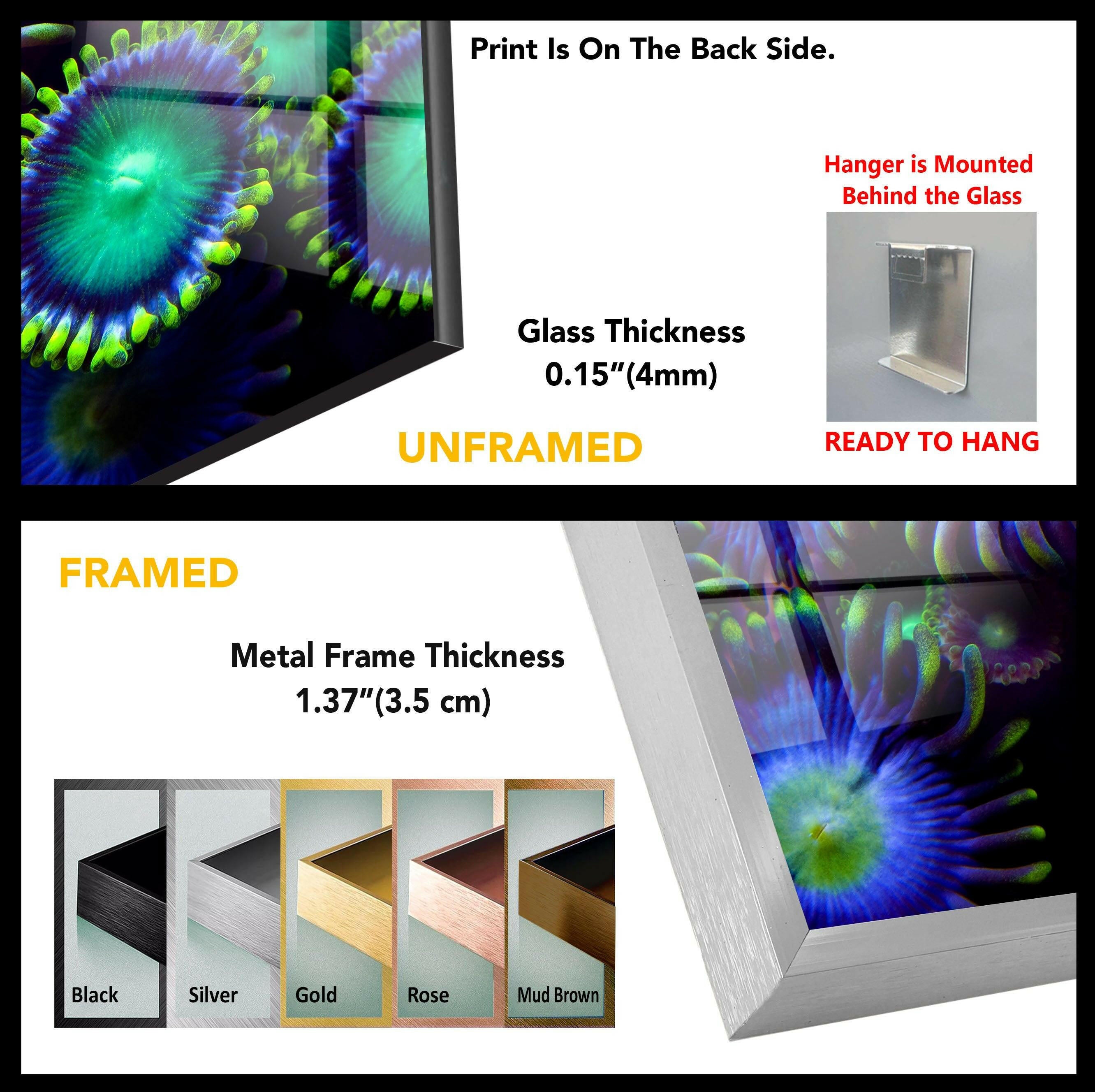 Bioluminescent Coral Bloom Glass Wall Art - Stunning Underwater Glow Decor for Living Room, Bedroom & Office