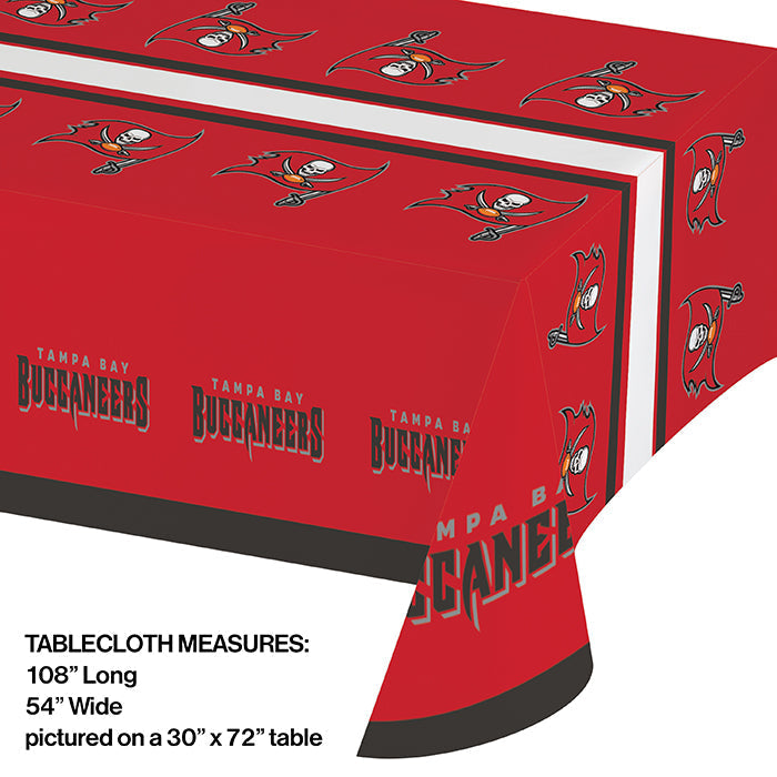 12-Piece Bulk Tampa Bay Buccaneers Table Covers Set - Waterproof & Disposable for Game Day Parties, Tailgating, and Football Events