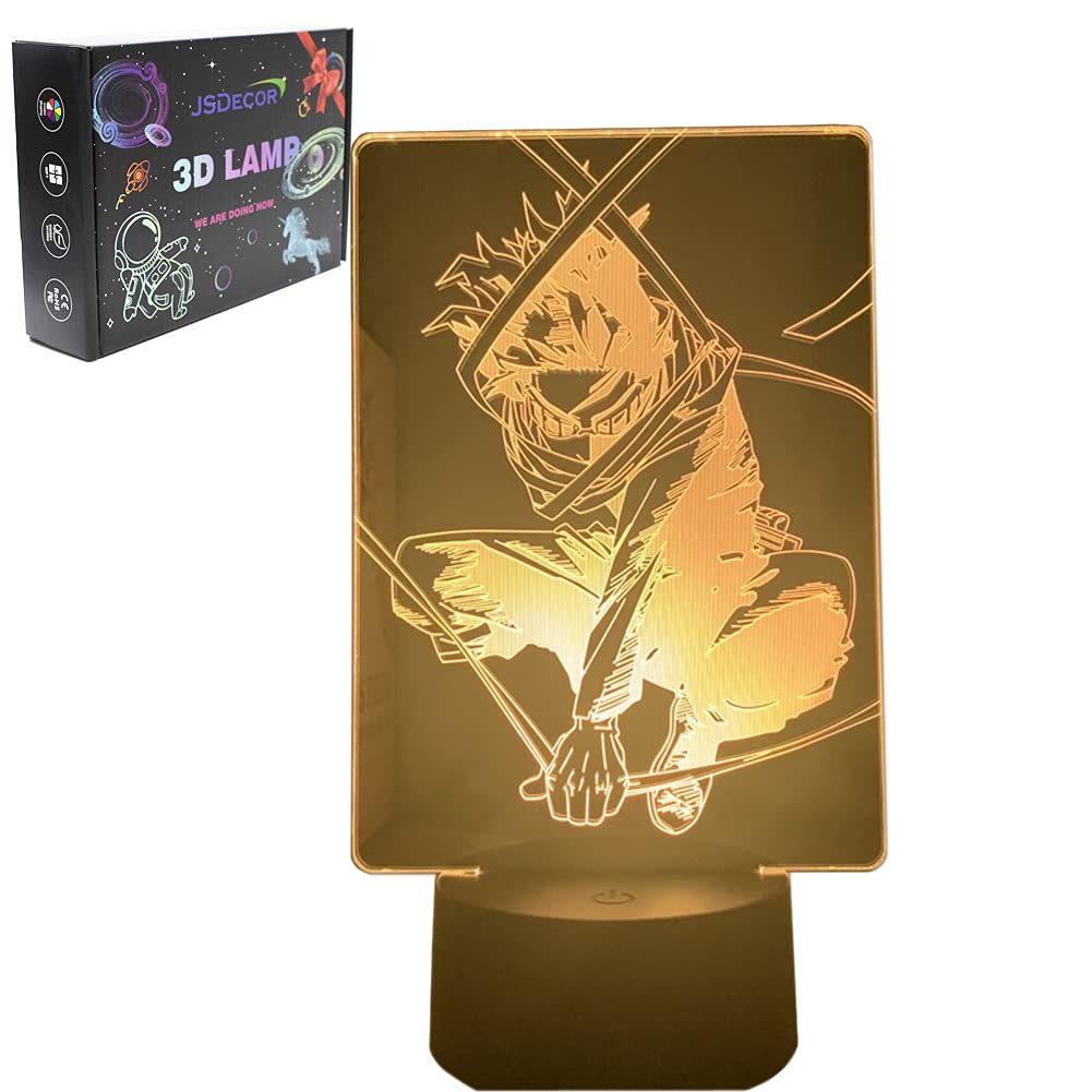 My Hero Academia 3D Optical Illusion LED Night Light - Bakugou & Aizawa Anime Figure Lamp (7 Colors) | Christmas Birthday Gift, Kids Bedroom Decor, Party Lighting for Anime Fans