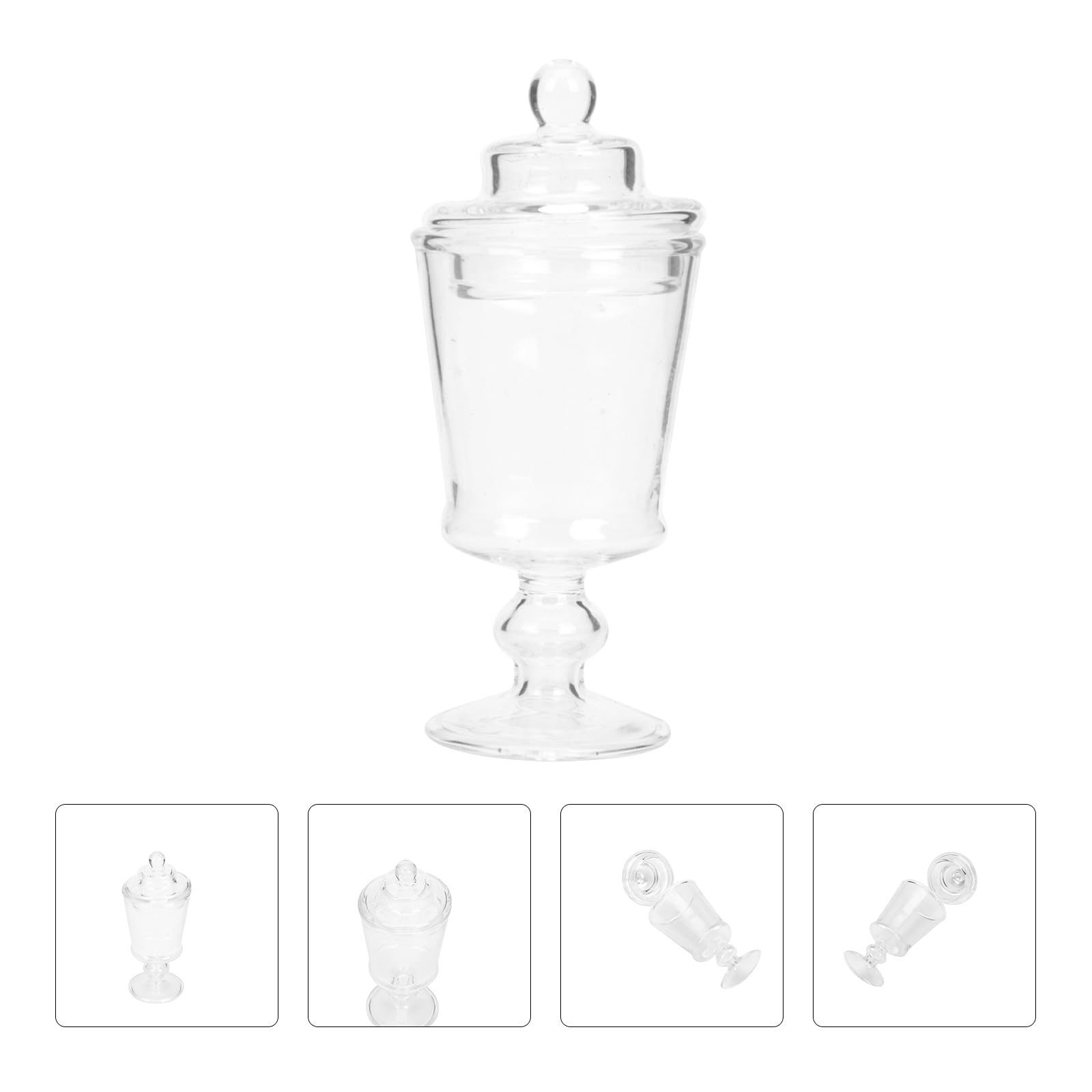 Mini Clear Glass Apothecary Jars - 1:12 Scale Miniature Candy Canisters for Dollhouse, Wedding Buffet & Candy Display - Elegant Storage Jars for Home Decor, Party Favors and DIY Crafts