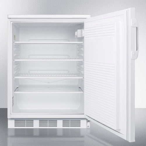 Accucold 24 Inch Wide Built-In All Refrigerator - White Exterior FF7LWBI | Energy Efficient Under Counter Fridge for Kitchen, Basement, or Office