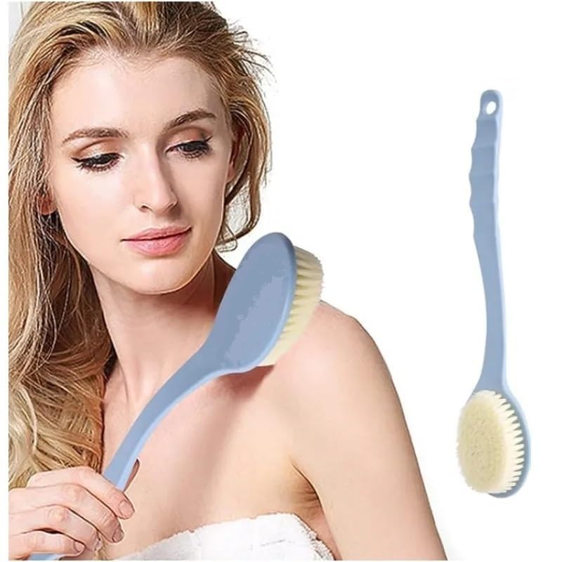 Giffy® Long Handle Nylon Shower Brush - Soft Bristles Bath & Body Exfoliator for Spa, Massage & Skin Care - Perfect for Back Scrubbing & Relaxing Bath Time (Large, Multicolor, 1 Pack)