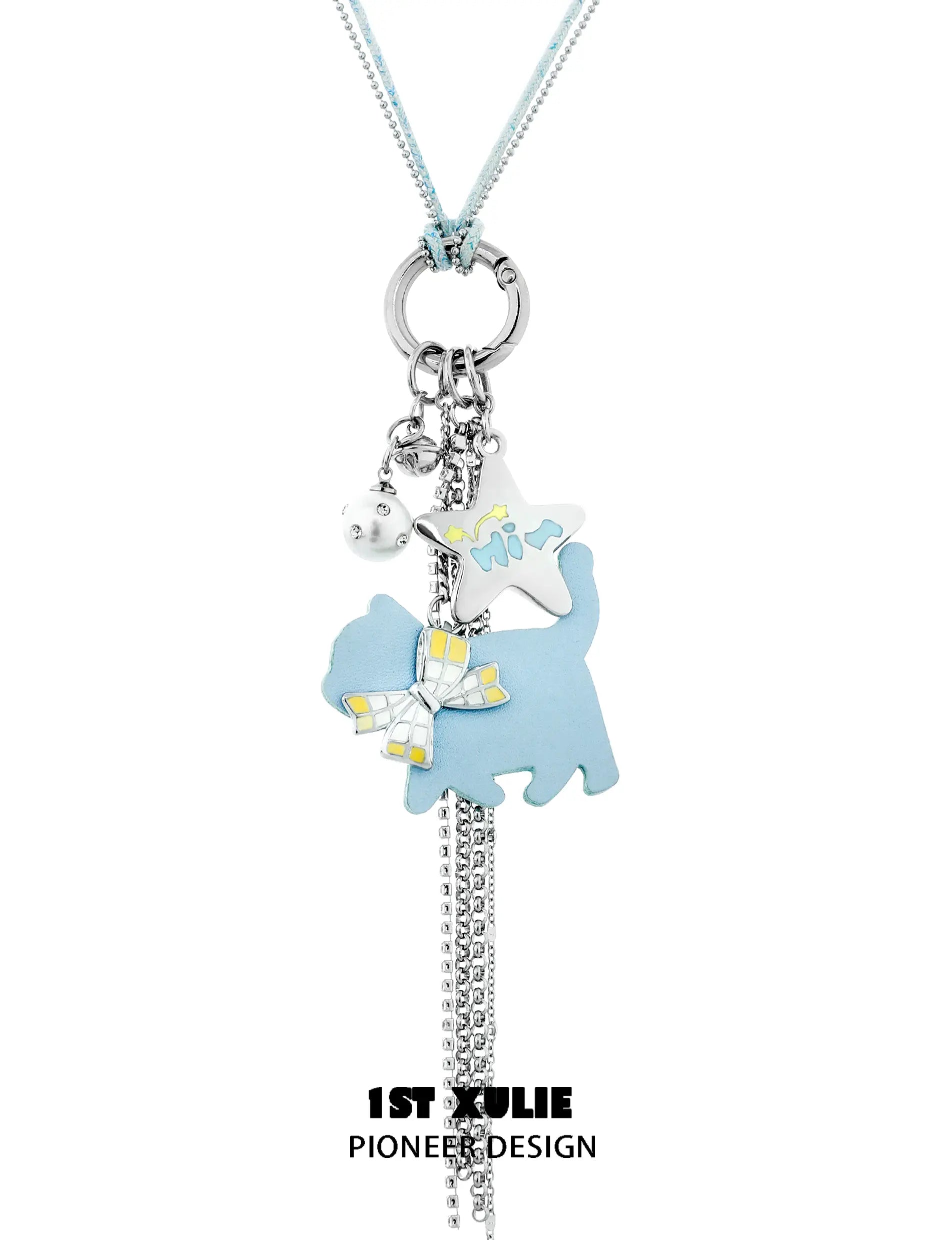 18k Platinum Plated Puppy Keychain Necklace - Detachable Multi-Functional Jewelry for Women | Perfect Gift for Dog Lovers, Birthday & Anniversary (Angel Cuties Brand)