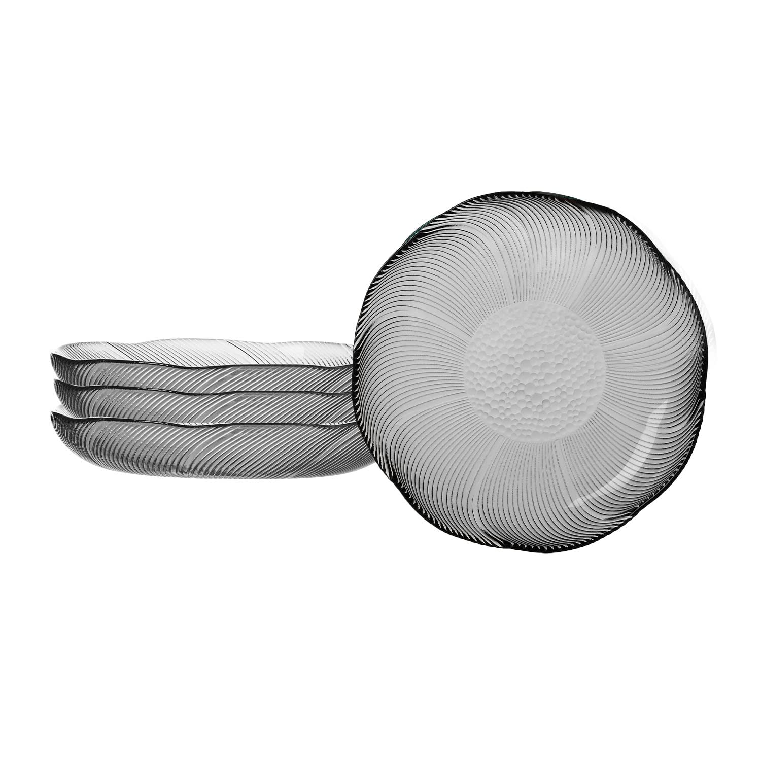 4-Piece Glass Dinnerware Plate Set - Elegant Lace Disc Round Plates for Dinner & Salad | Durable Dish Set for Everyday Use & Special Occasions | Perfect for Home Dining, Parties & Gifts