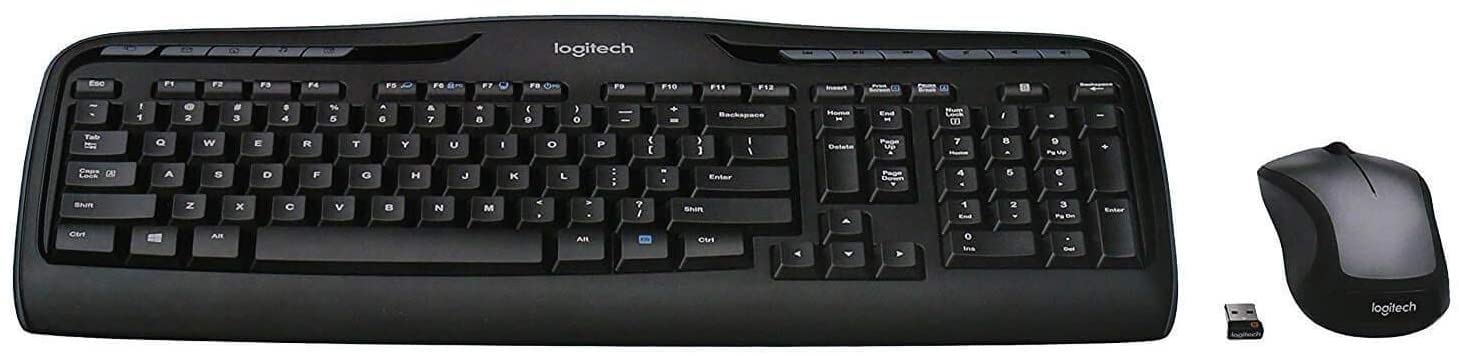 Logitech MK335 Wireless Keyboard and Mouse Combo - Black/Silver - Ergonomic Wireless Keyboard and Mouse Set for Home Office, Gaming & Productivity