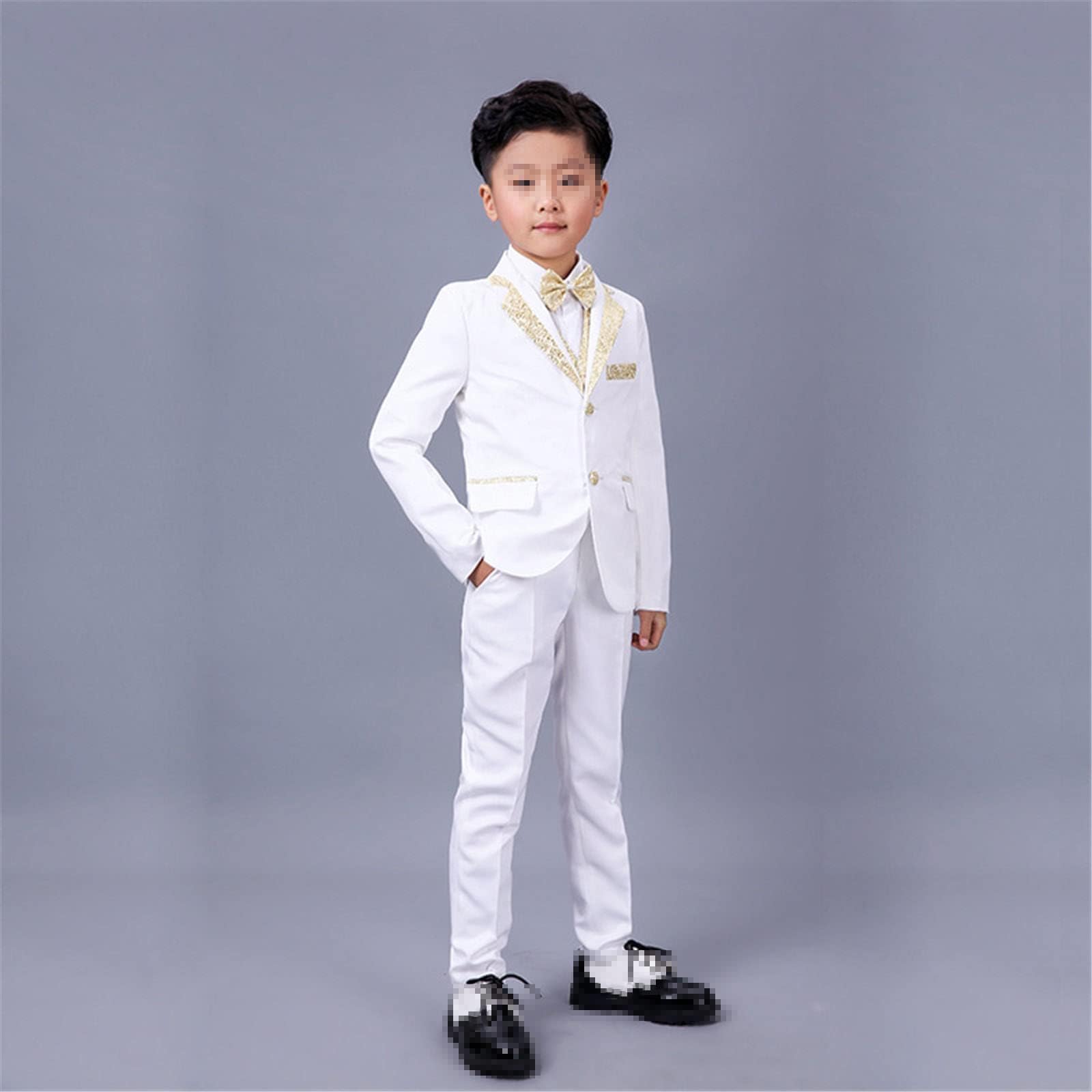 UIOKLMJH Boys Formal Suit 5-Piece Set - Blazer, Vest, Shirt, Pants & Bowtie for Weddings, Performances & Special Occasions | Kids Dress Outfit for Pageants, Church Events & Family Photos