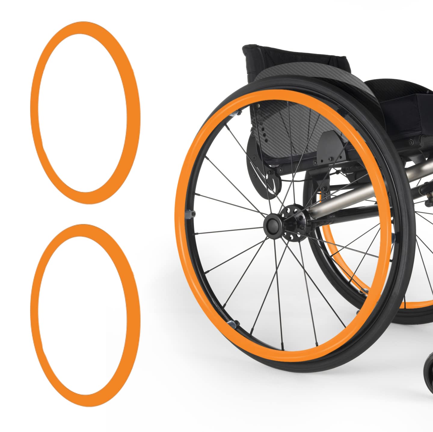 Non-Slip Silicone Wheelchair Push Rim Covers - 24 Inch Hand Grips (1 Pair, Orange) - Durable Rear Wheel Accessories for Enhanced Safety & Comfort - Perfect for Daily Mobility, Outdoor Activities & Rehabilitation