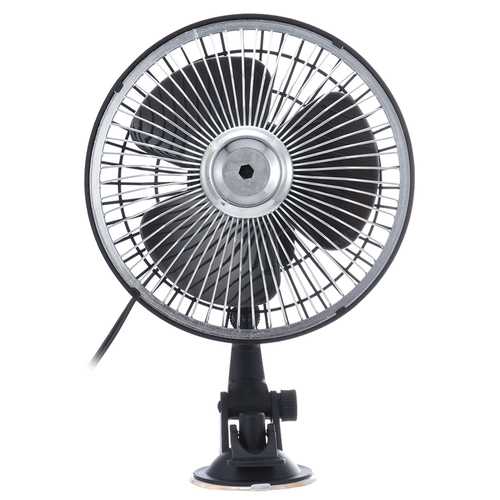 6 Inch Black 12V 24V Mini Car Air Fan - Portable Cooling Fan with Strong Suction for Vehicle Ventilation - Perfect for Trucks, RVs, and Road Trips