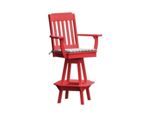 A & L Furniture Traditional Swivel Bar Chair with Arms - Comfortable Upholstered Stool for Kitchen Island, Home Bar & Breakfast Nook