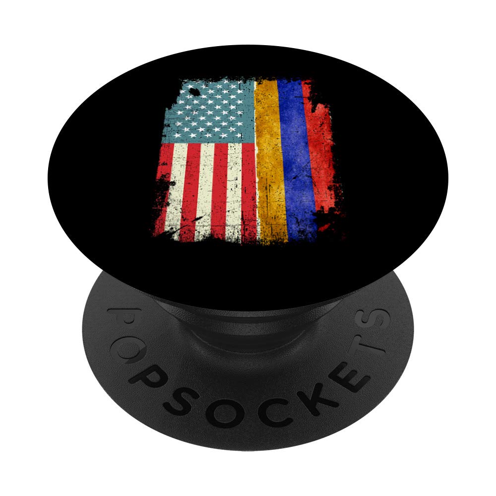 Distressed American Armenian Flag Patriotic PopSockets PopGrip - Swappable Phone Grip for iPhone, Samsung & Tablets | Perfect for Travel, College & Patriotic Events