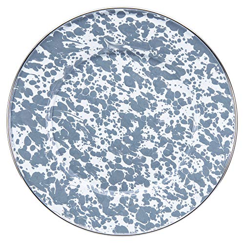 Gray Swirl Enamelware Plates - Set of 4 (8.5 Inch) for Sandwiches, Salads & Picnics | Durable & Stylish Dinnerware for Outdoor Dining & Camping