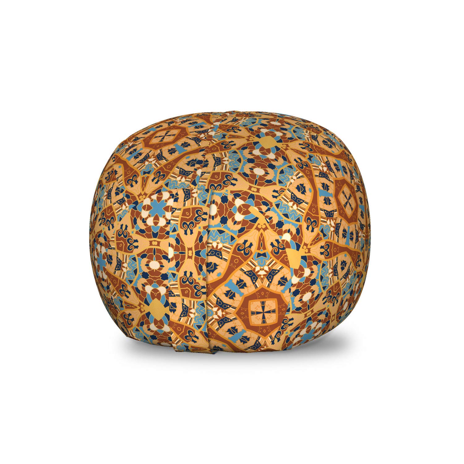 Ambesonne Orange Mandala Toy Storage Bag Chair - African Bohemian Ethnic Abstract Design, Washable Stuffed Animal Organizer, Small Multicolor - Perfect for Kids' Room, Nursery, and Playroom Organization