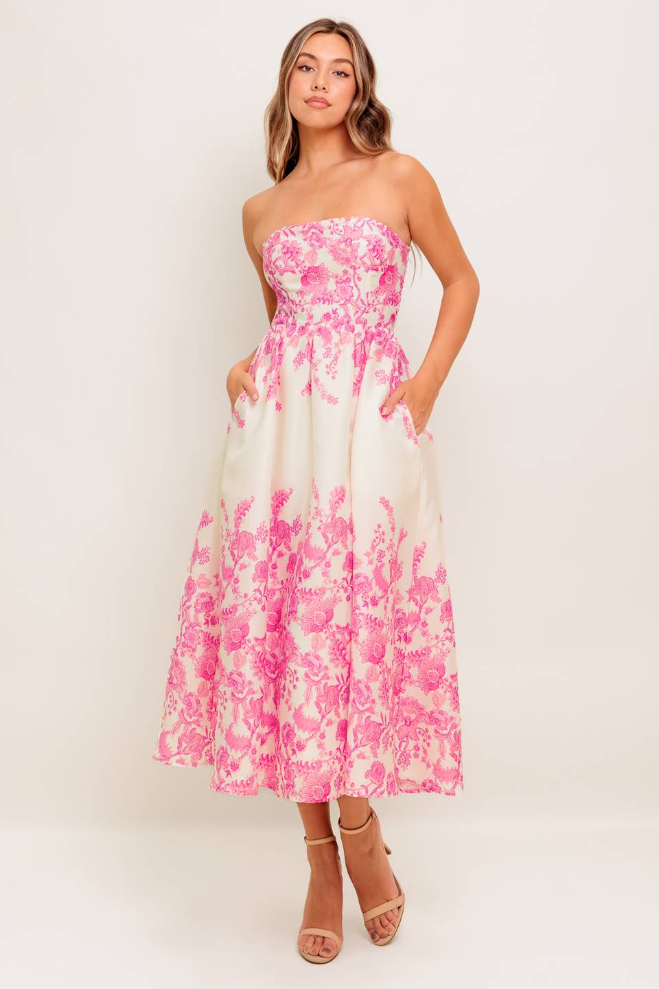 Elegant Pink Floral Cocktail Dress for Women - Perfect for Parties, Weddings & Special Occasions