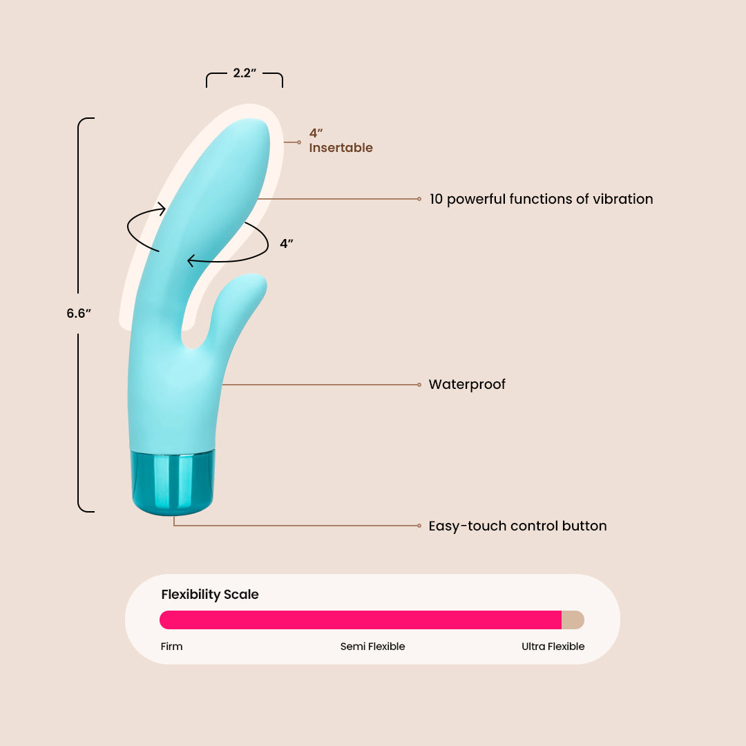 Eden™ Lover Compact Silicone Rabbit Vibrator - Rechargeable Waterproof G-Spot & Clitoral Stimulator for Women - Perfect for Solo Play & Couples Use