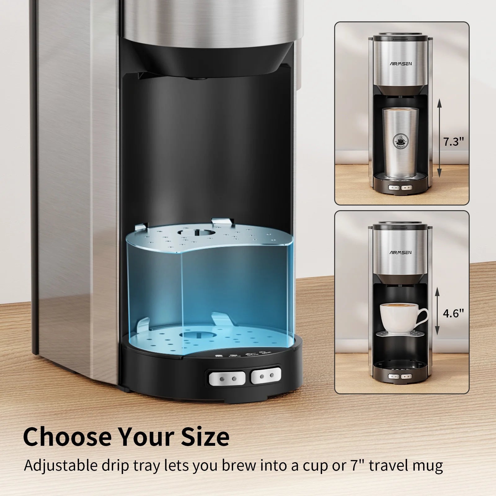 Premium Single Serve Coffee Maker with Built-in Grinder - Compatible with Whole Beans & Ground Coffee - Includes Travel Mug for Home, Office & On-the-Go Use